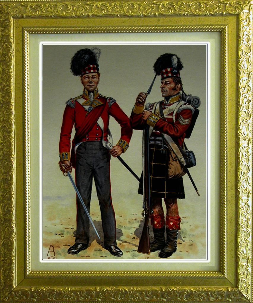 British signed Army Print Highland Grenadier Company 92nd Highland